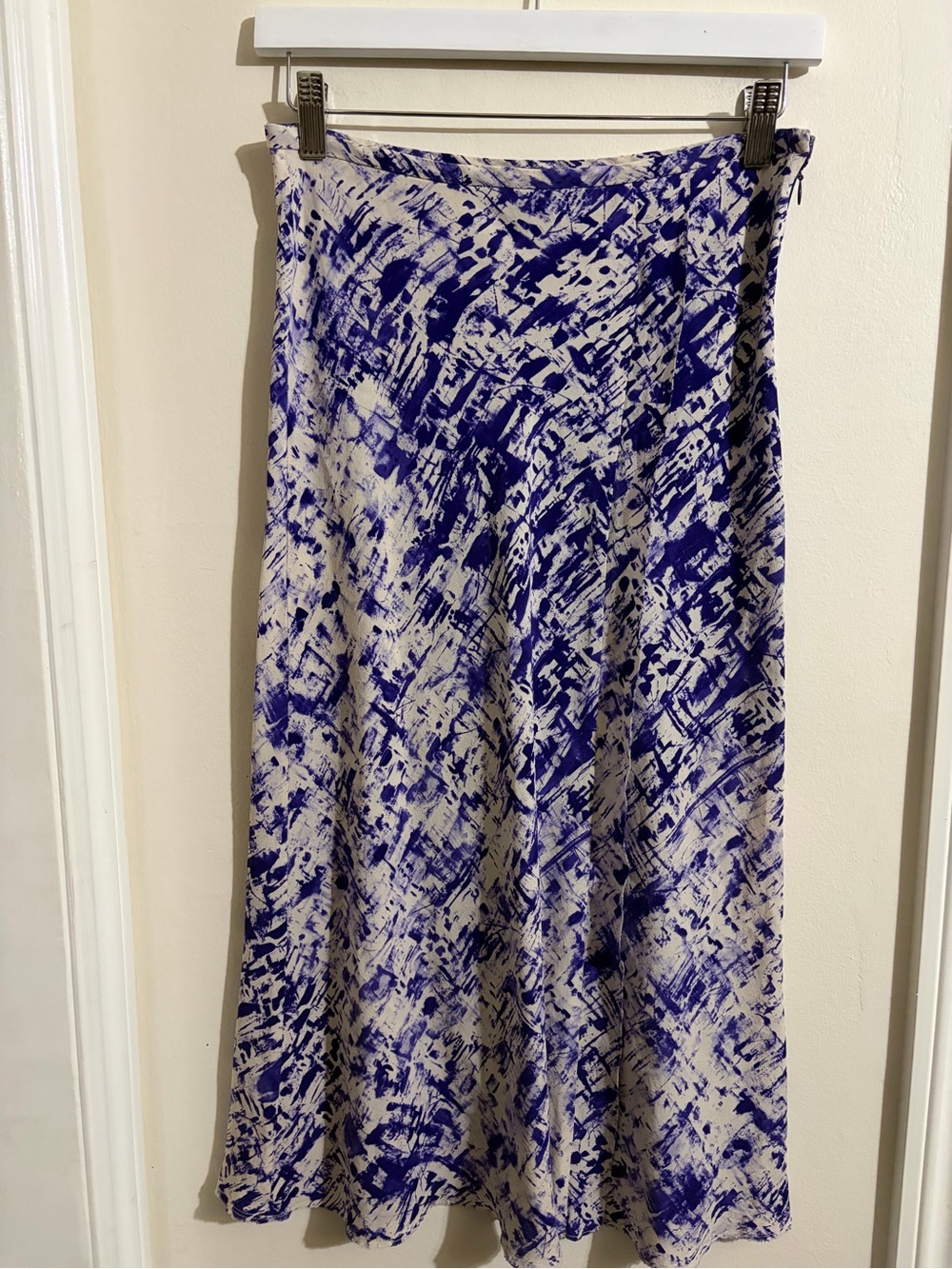 Gryphon Cream Maxi Skirt with Bold Blue Abstract Print